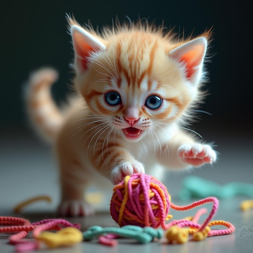 Ultra realistic and ultra detailed picture of a tiny, fluffy...