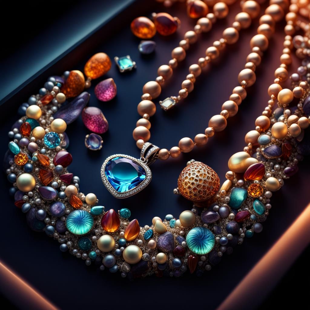 Gems and Jewels in a Glowing Aquarium