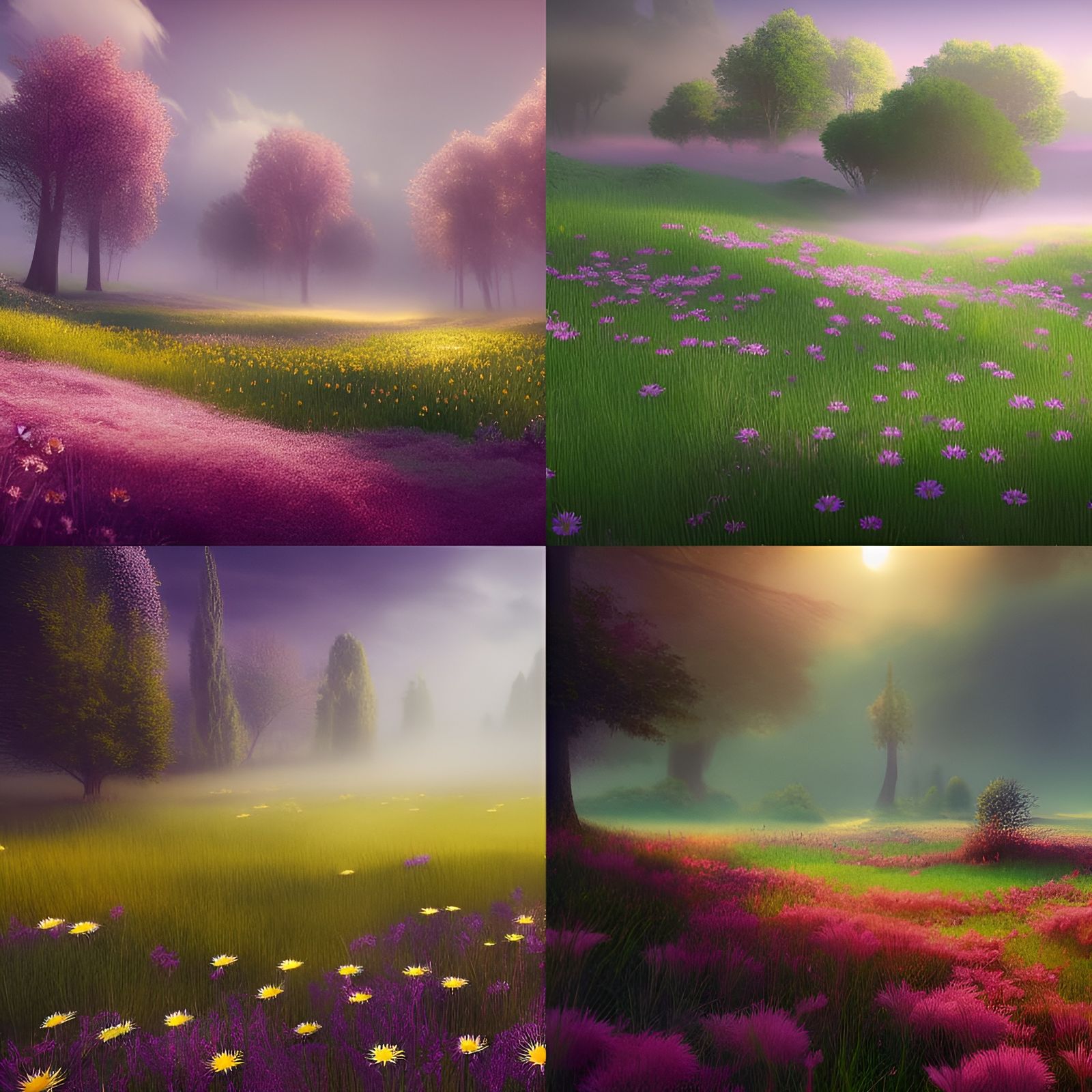 Lush Meadows with Mist: Fantasy Concept Art