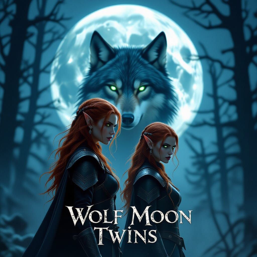 Wolf Moon Twins Movie Poster with Elven Warriors