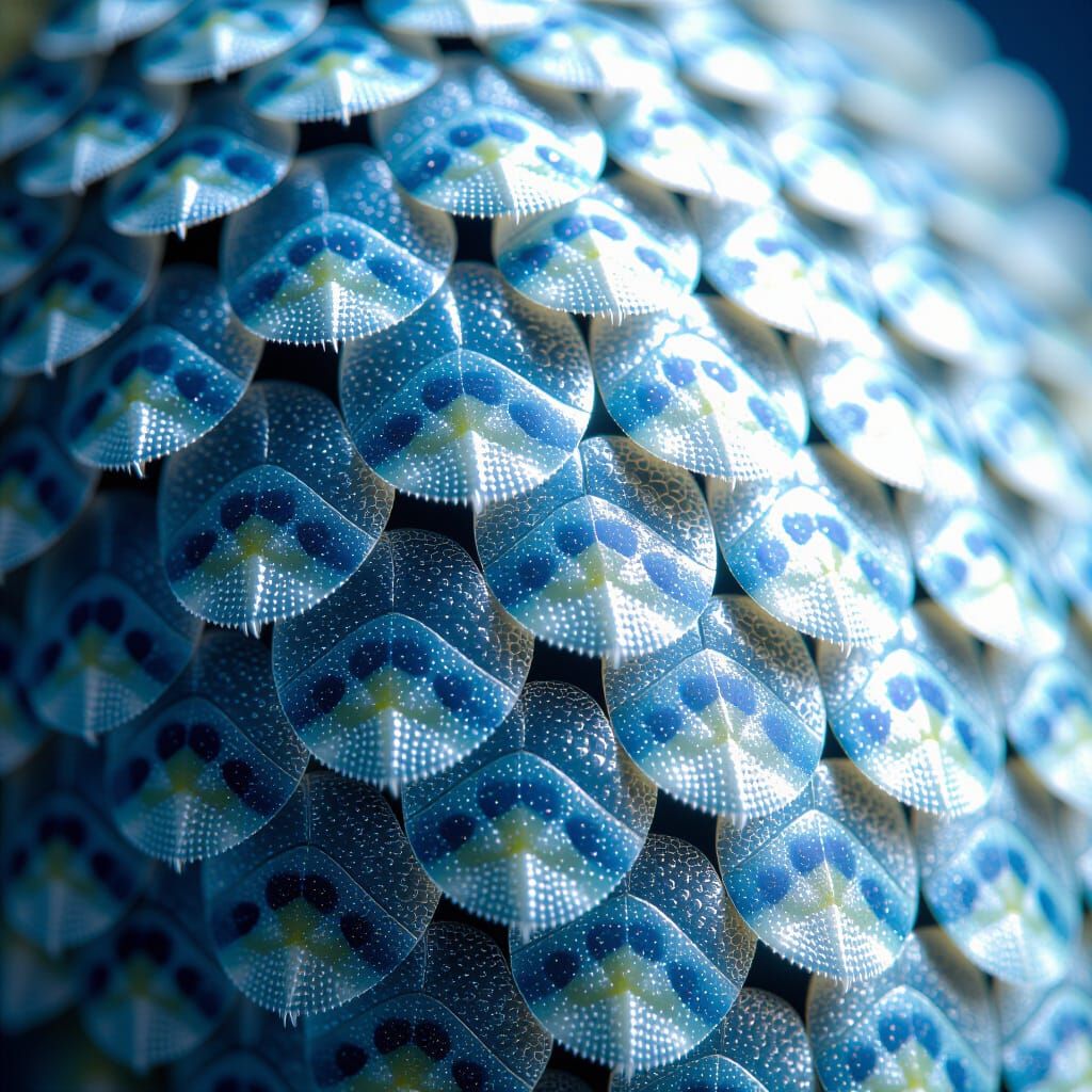 Ultrarealistic Macro Photograph of Mackerel Scales