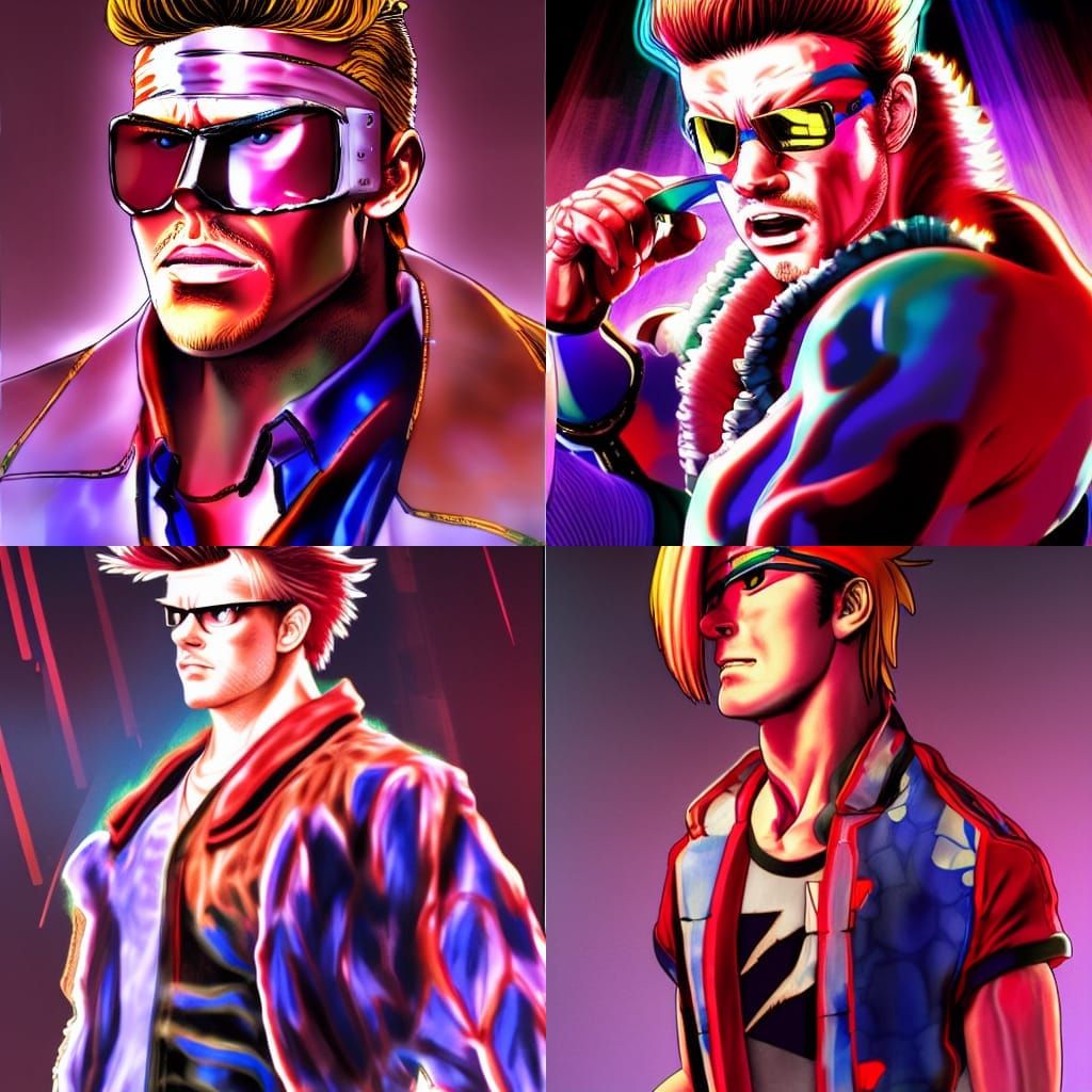 Richard Madden as Fatal Fury Character in Cyberpunk Style