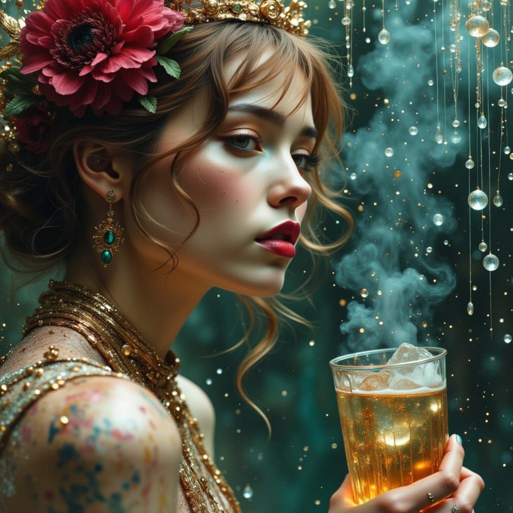 Dark Romanticism Portrait with Glittering Accents