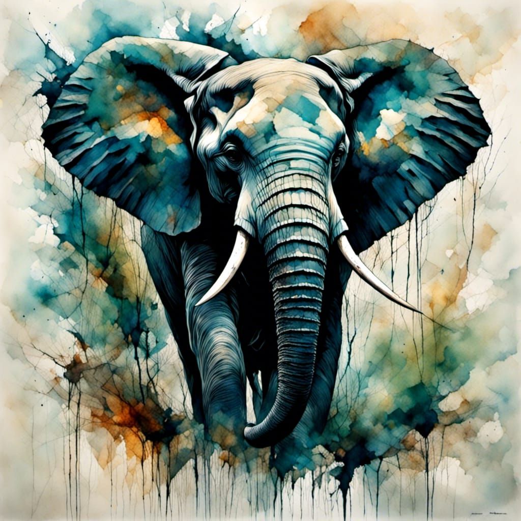 Majestic African Elephant in Colorful Hues