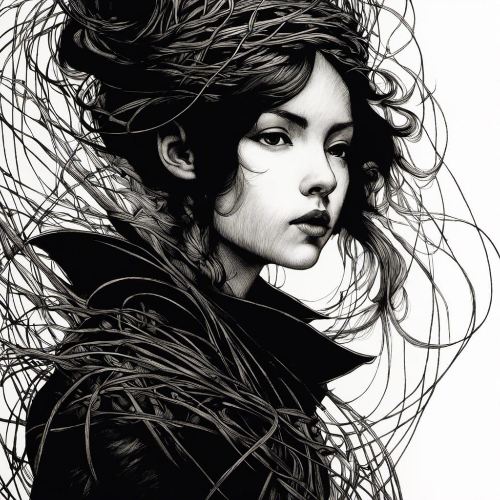 Entangled Nested Figure in Art Nouveau Style