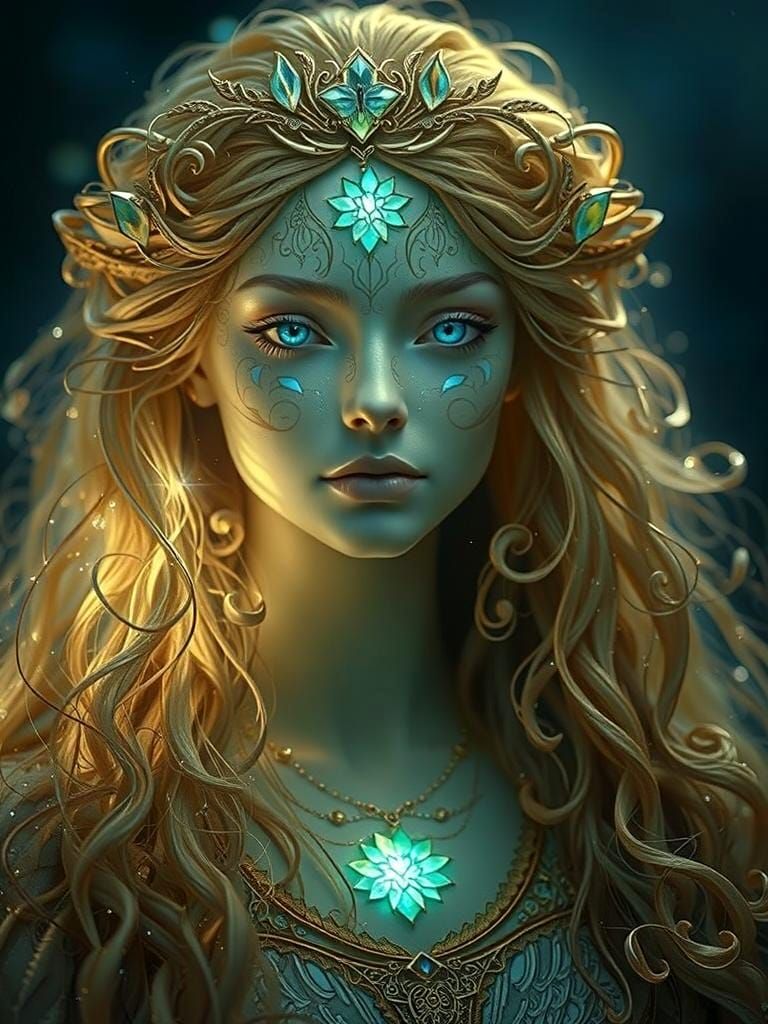 Mystical Sea Glass Woman Portrait