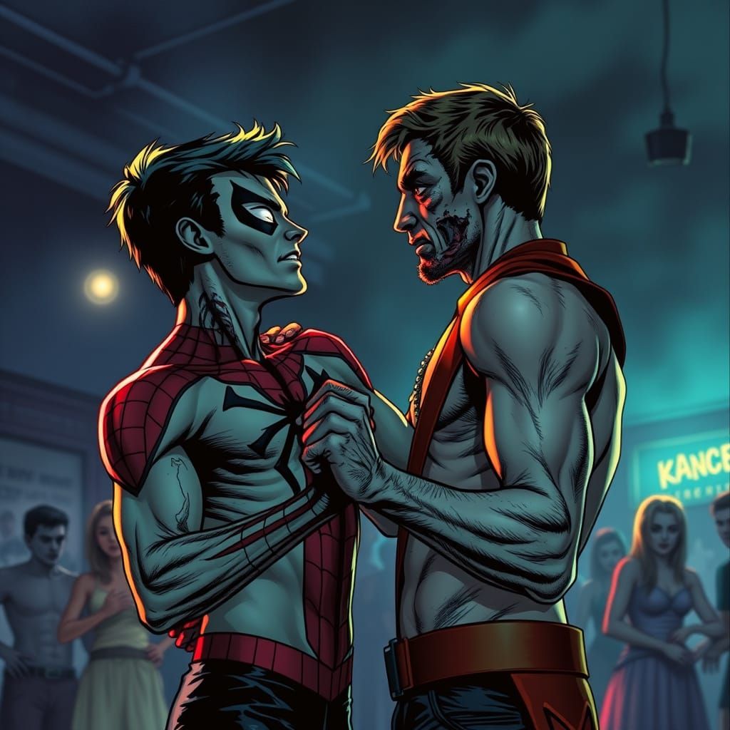 Zombie Prom Night Dance: Spider-Man and Captain America