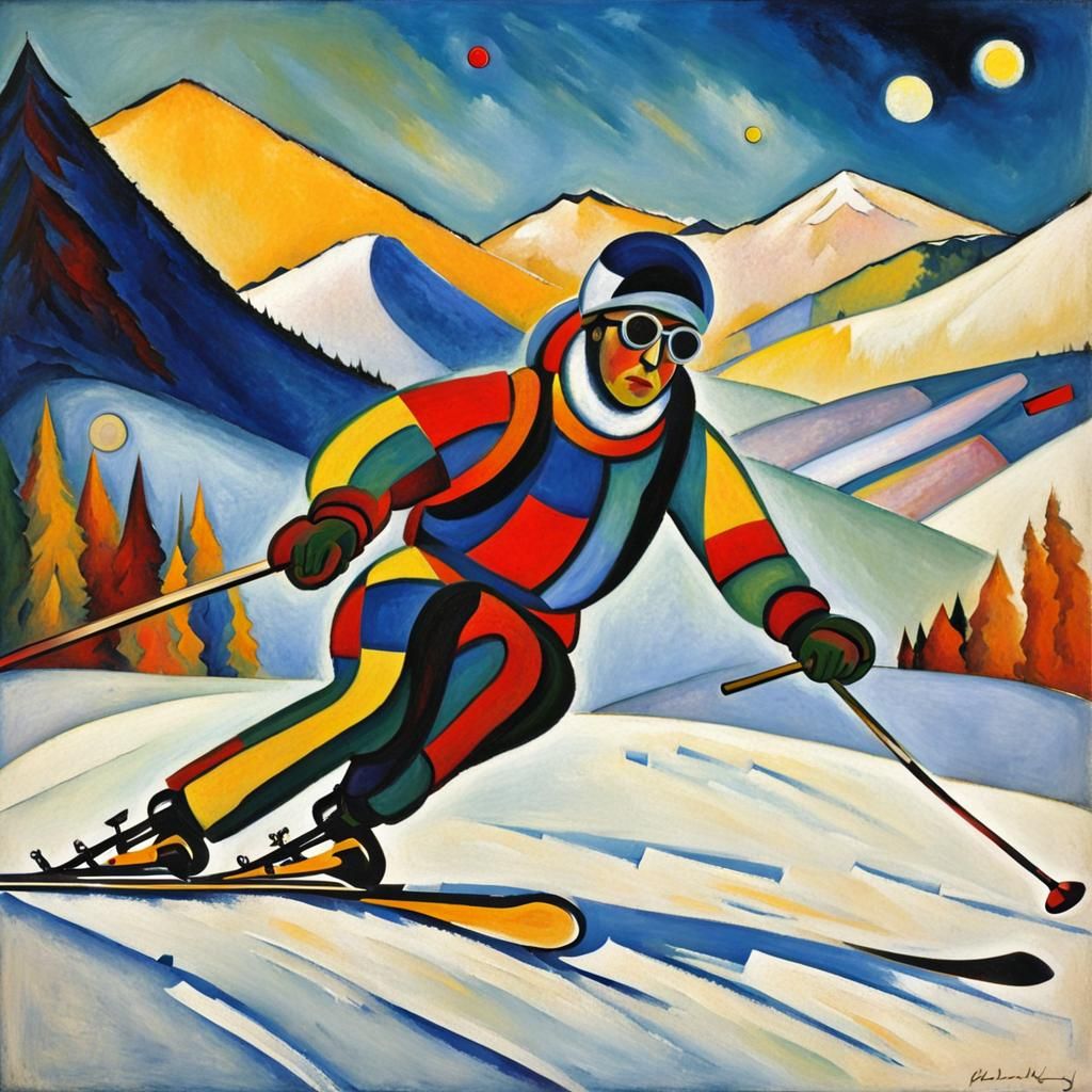Abstract Skier in the Style of Kandinsky