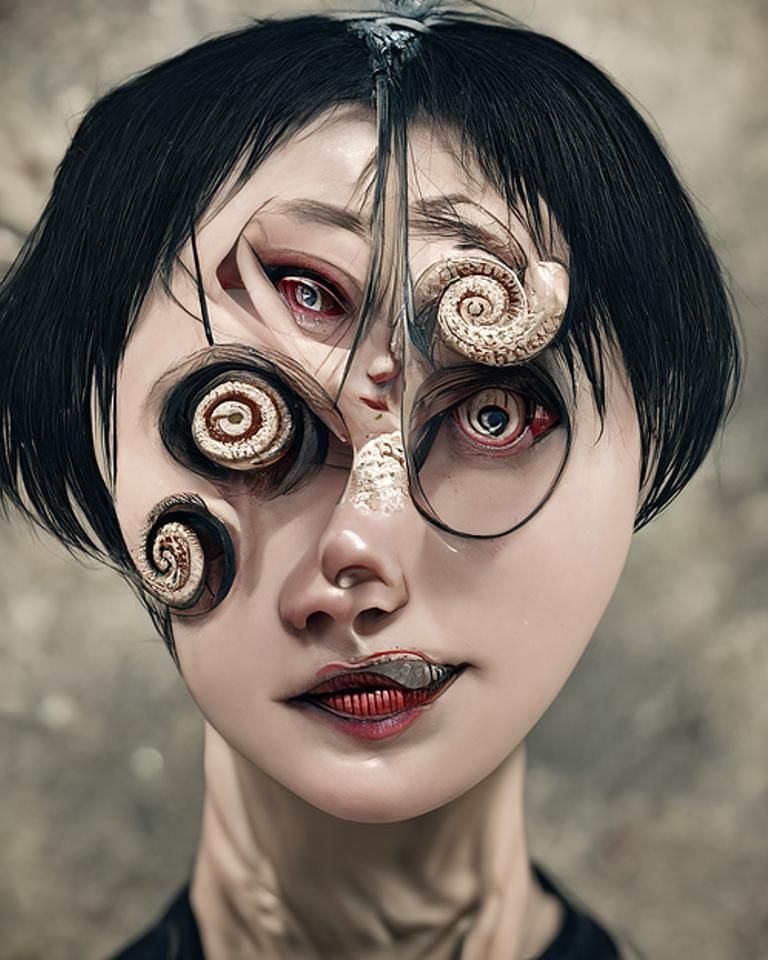 Eerie Portrait Inspired by Junji Ito, Rutkowski, and Bagshaw