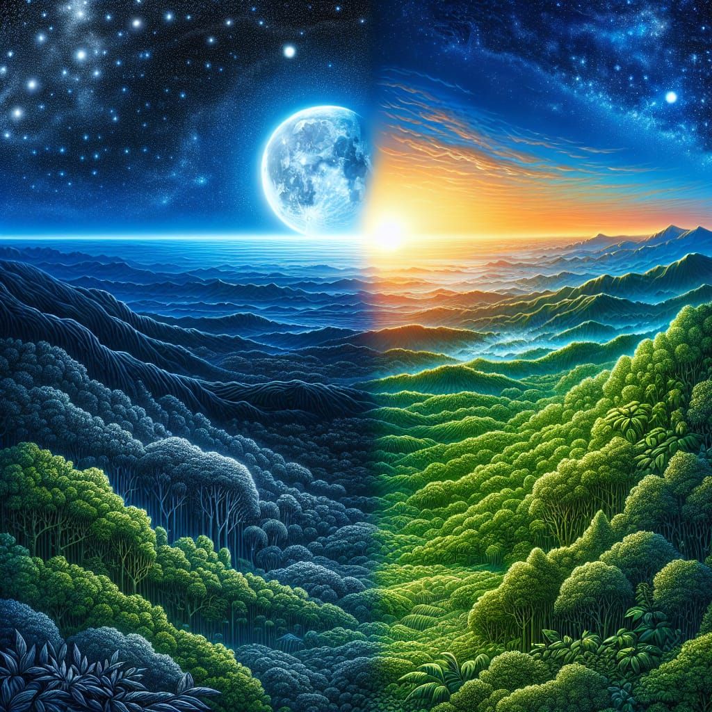 Night and Day Divide: A Photorealistic Landscape