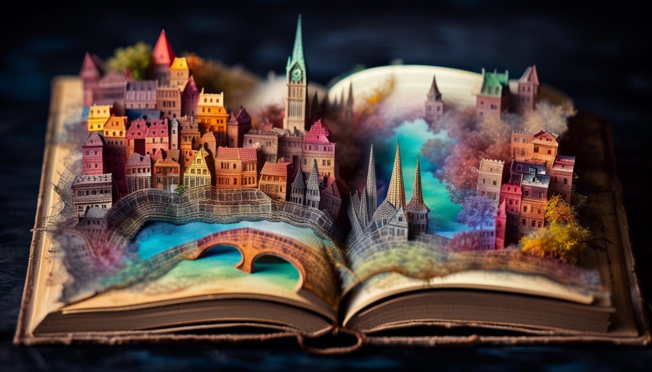 Fantastical Cityscape Unveiled in Antique Book