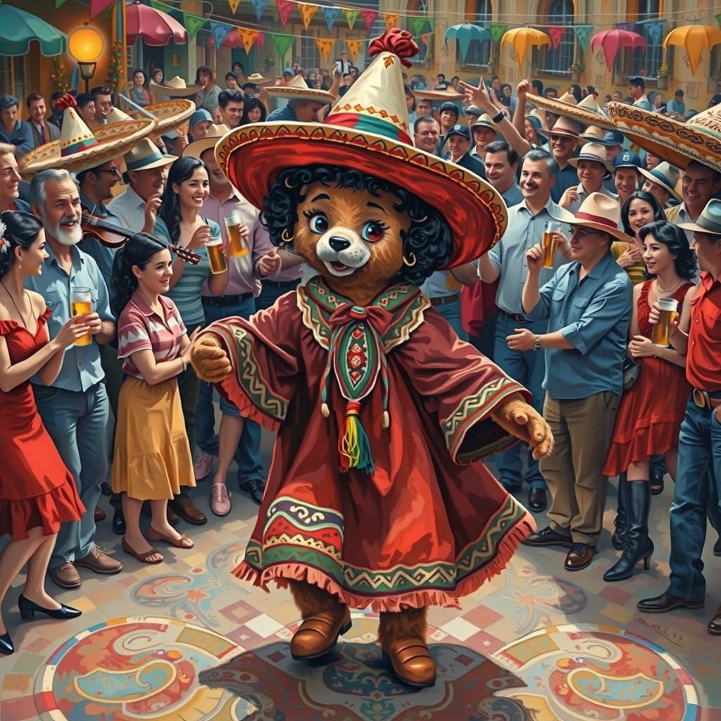 Teddy Bear in Sombrero with Betty Boop