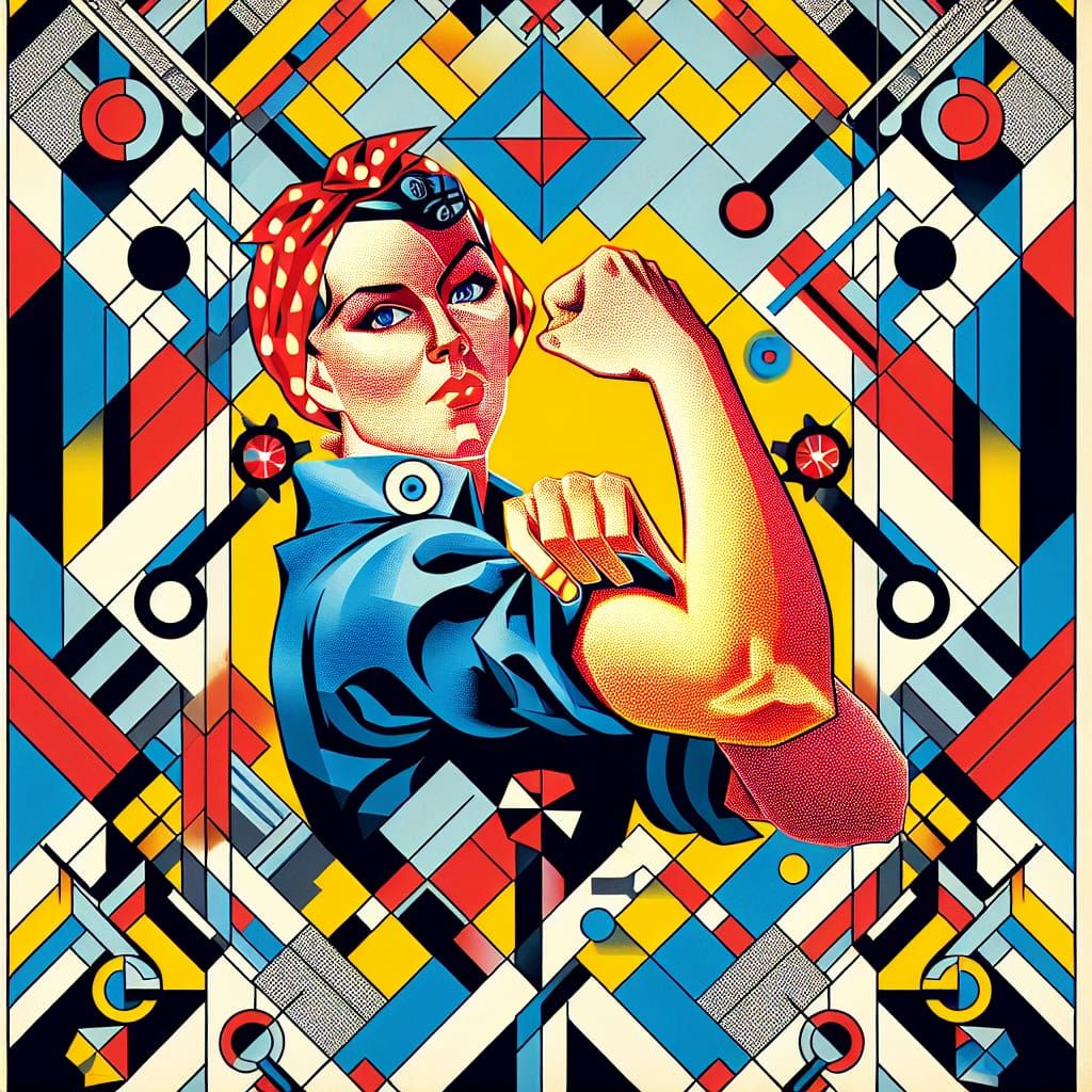 Constructivism Rosie the Riveter Poster with Geometric Desig...