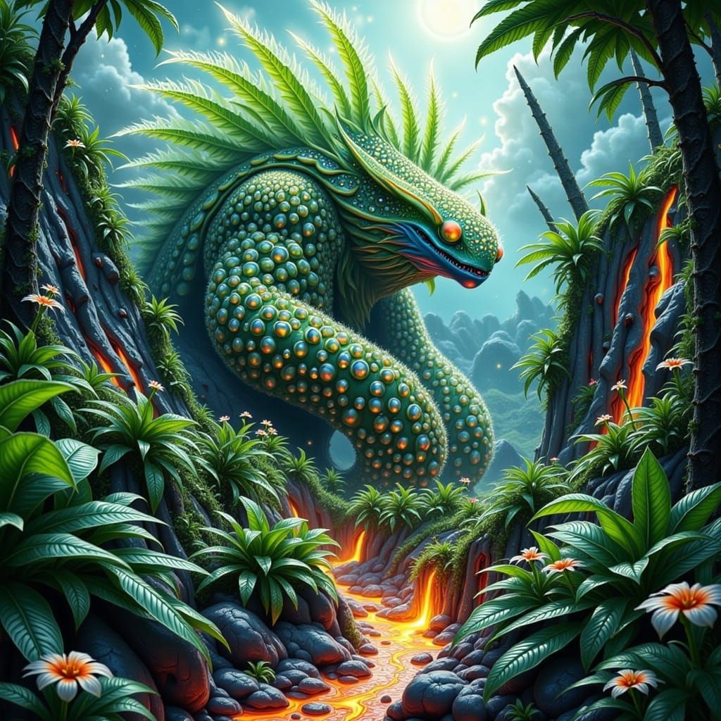 Surreal Island Volcano Monster Emerges from Tropical Paradis...