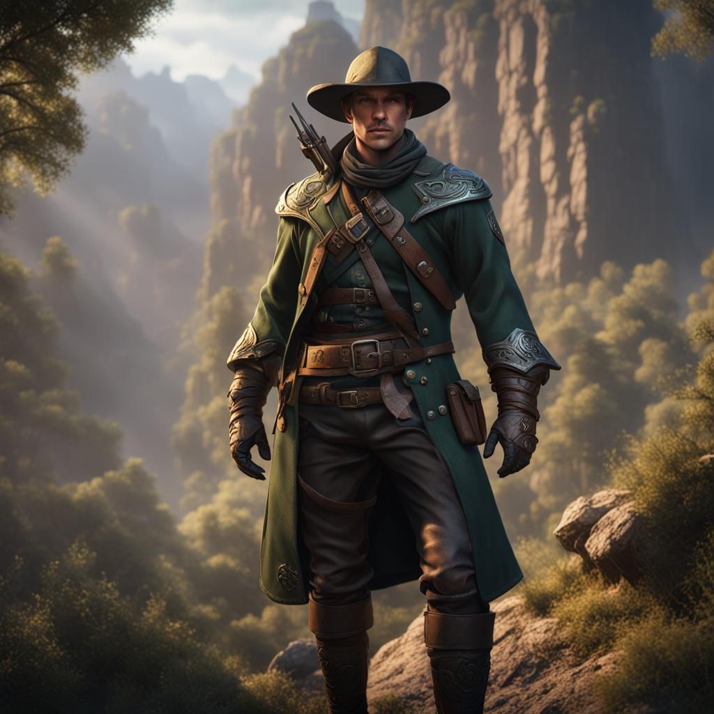 Detailed Matte Painting of a Forest Ranger
