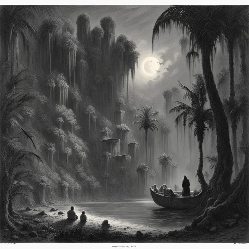 Horror Tropical Landscape Inspired by Gustave Doré