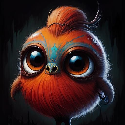 Surreal Portrait of Two Figures with Large Eyes