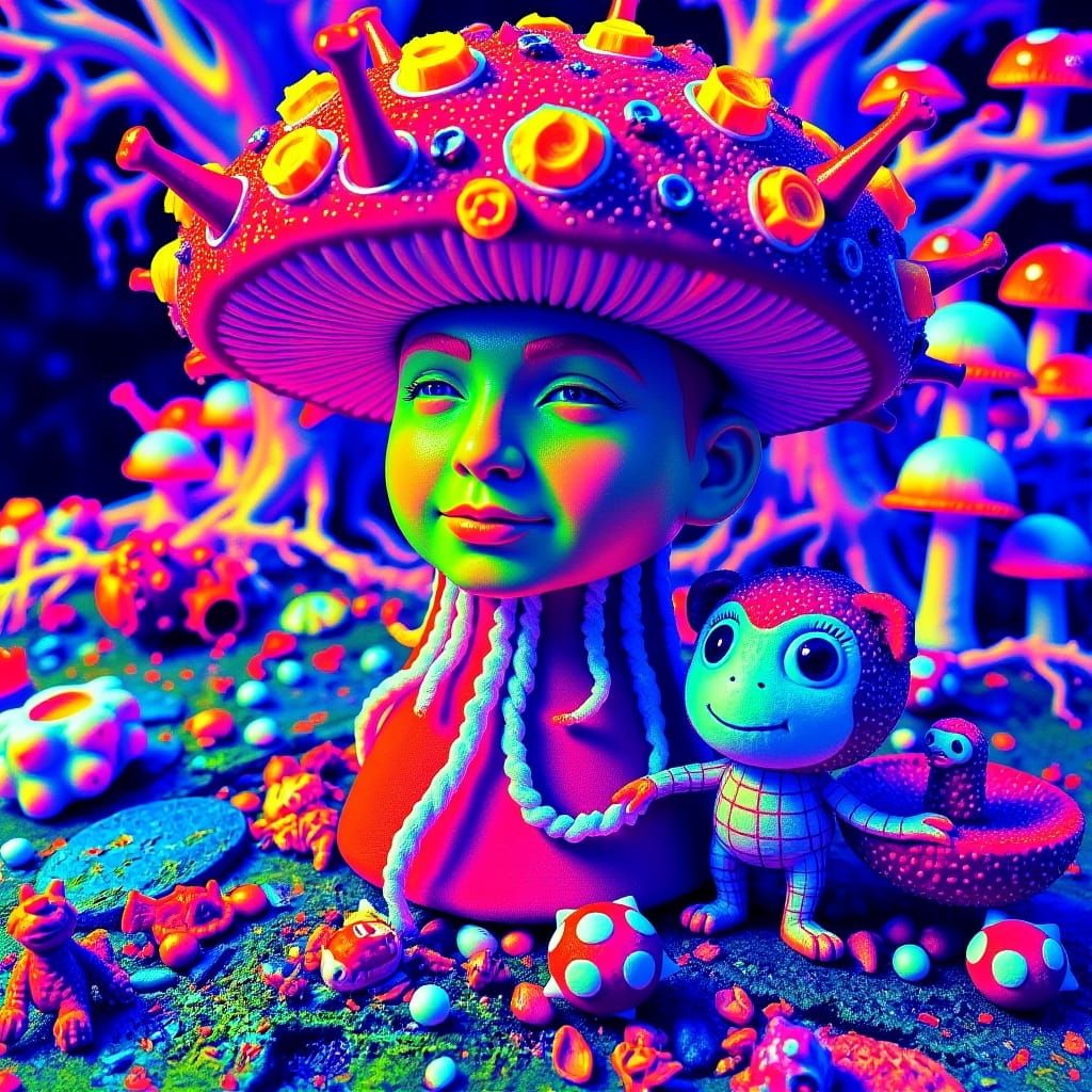 Maximalist Anthropomorphic Figure in Magical Realism Style