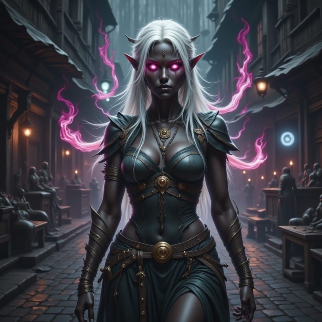 Drow Sorceress Masterpiece in Dark Fantasy Style