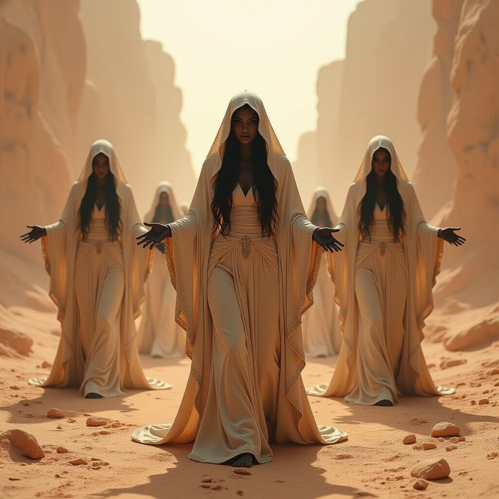 Ethereal Entities in Dreamlike Landscape