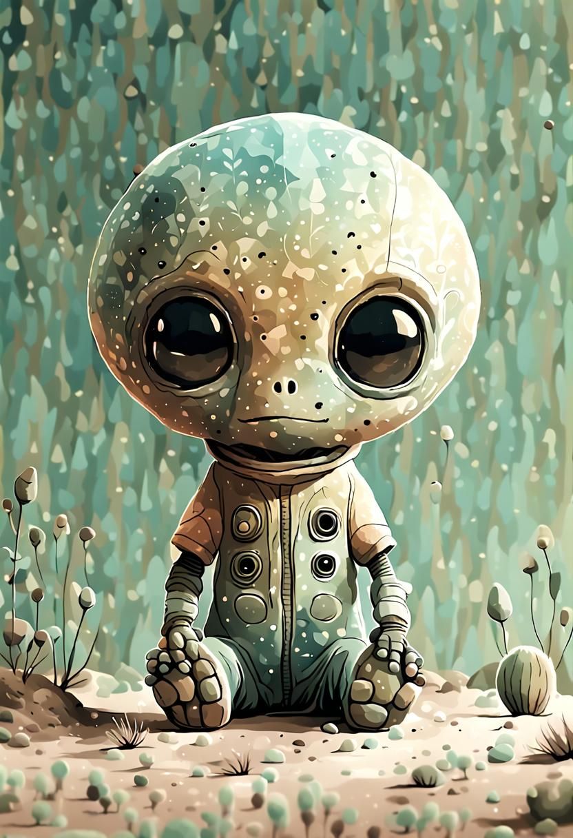 A cute minimalist simple alien