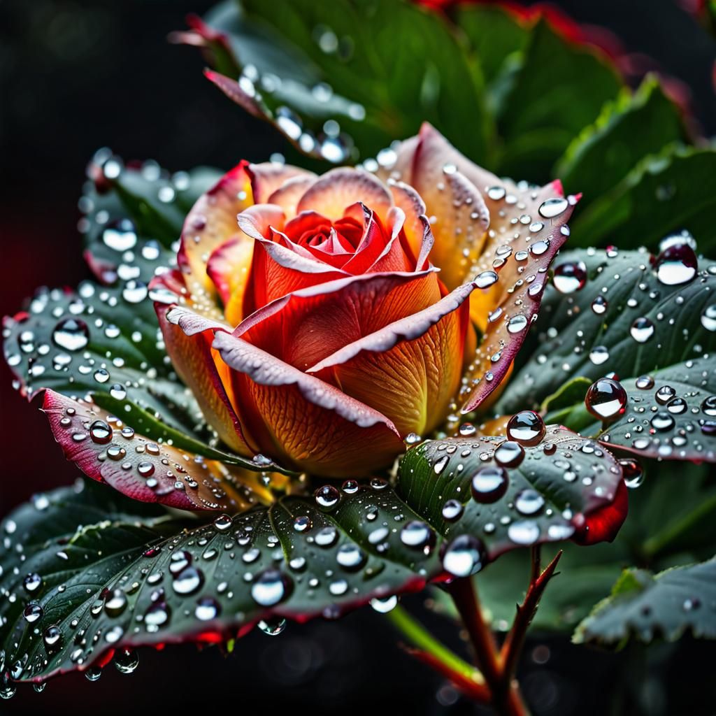 Red Rose 'Blush' with Sparkling Water Drops