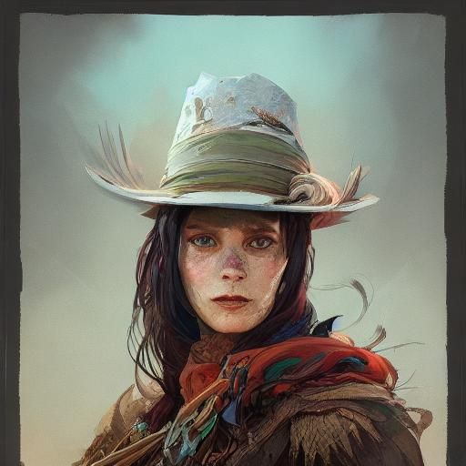 Prairie Witch Portrait in Hyperdetailed Art Style
