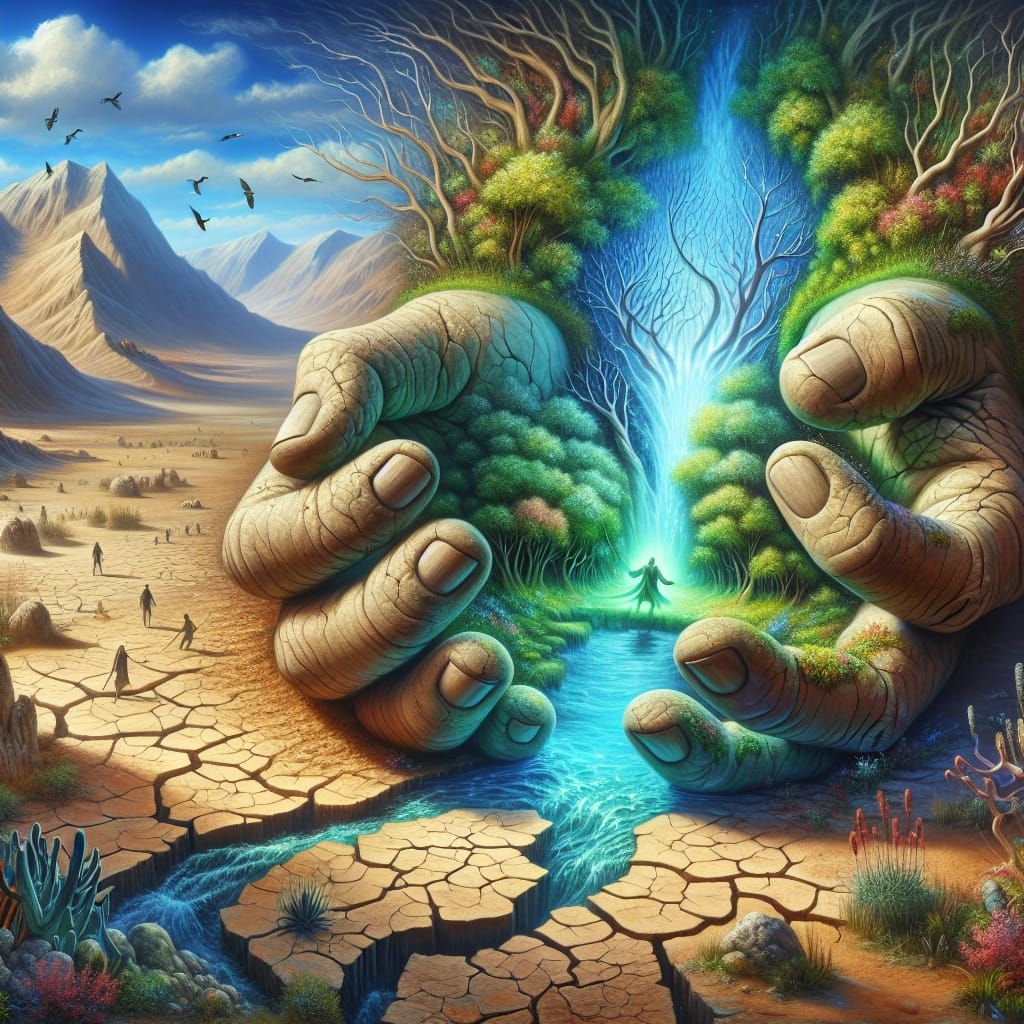 Oasis Within: Soul's Breakthrough in Detailed Matte Painting