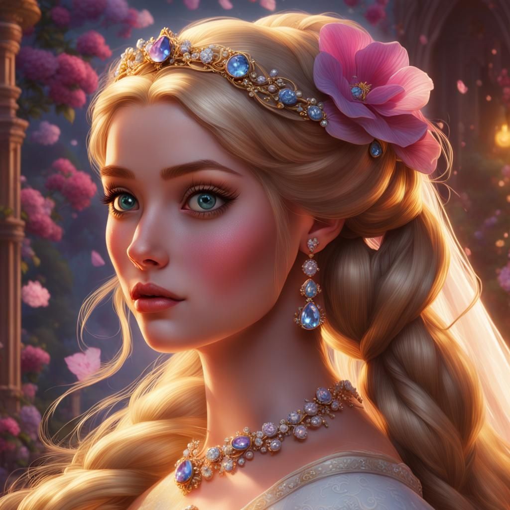 Princess Rapunzel Wedding Portrait in Pin-Up Style