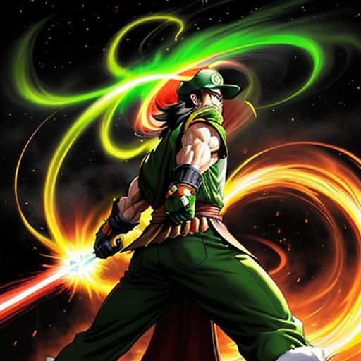 Luigi as Super Saiyan God in Photorealistic Style