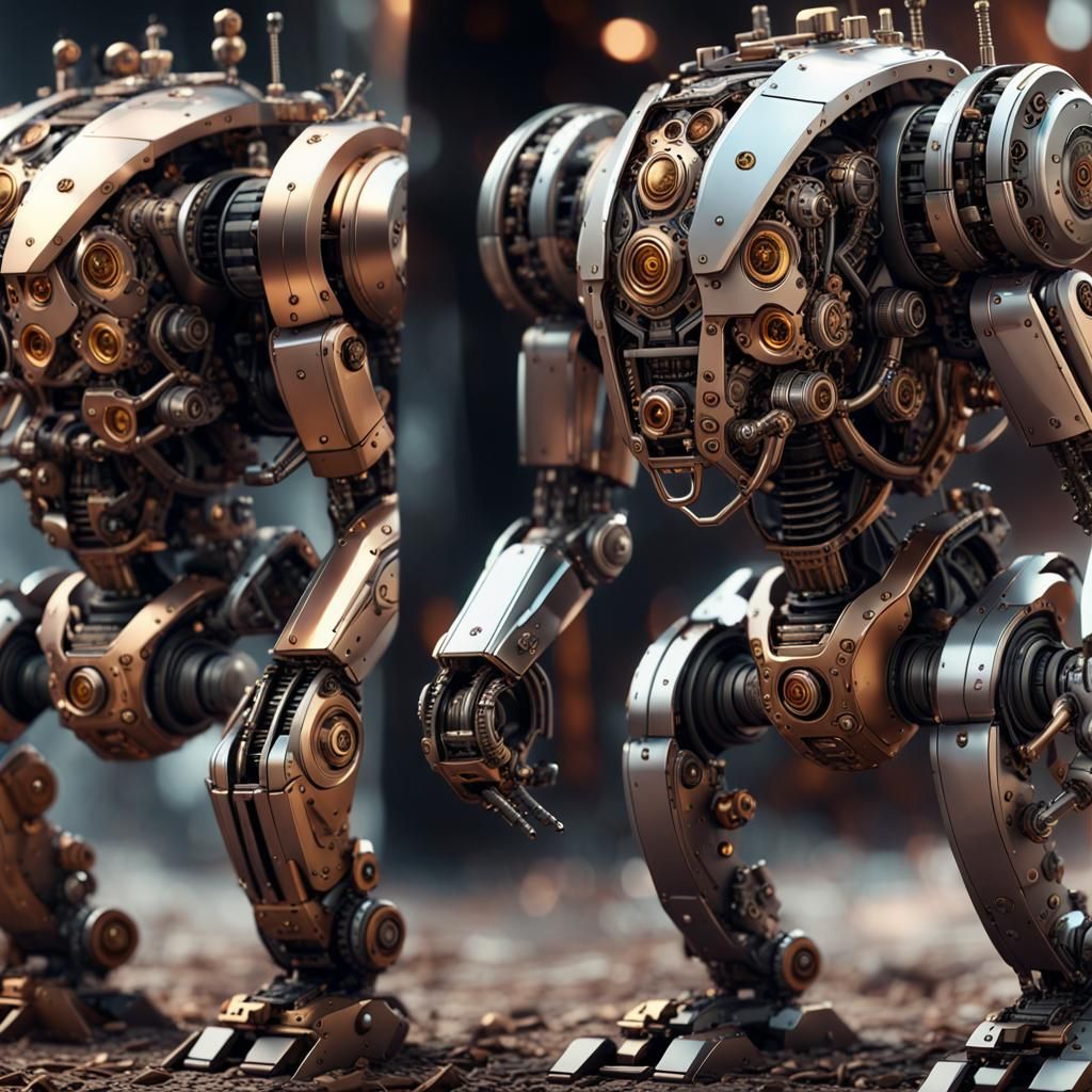 Futuristic Robot Evolution in Steampunk Style