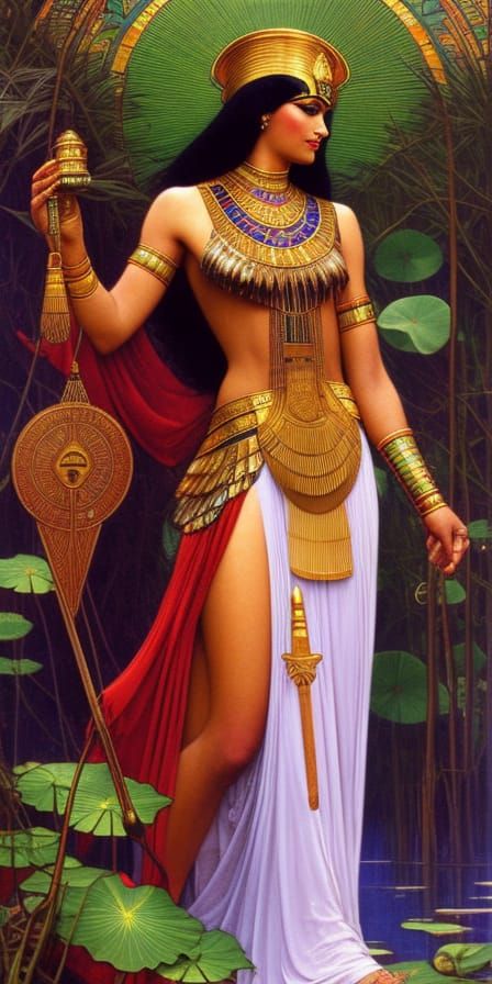Egyptian Goddess Isis in Lotus Thickets