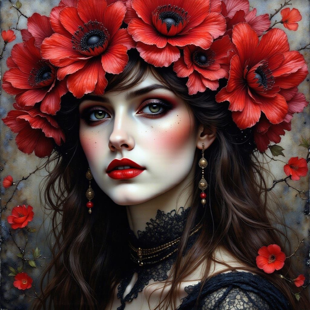 Gothic Vampire Portrait in Expressive Oil Painting Style