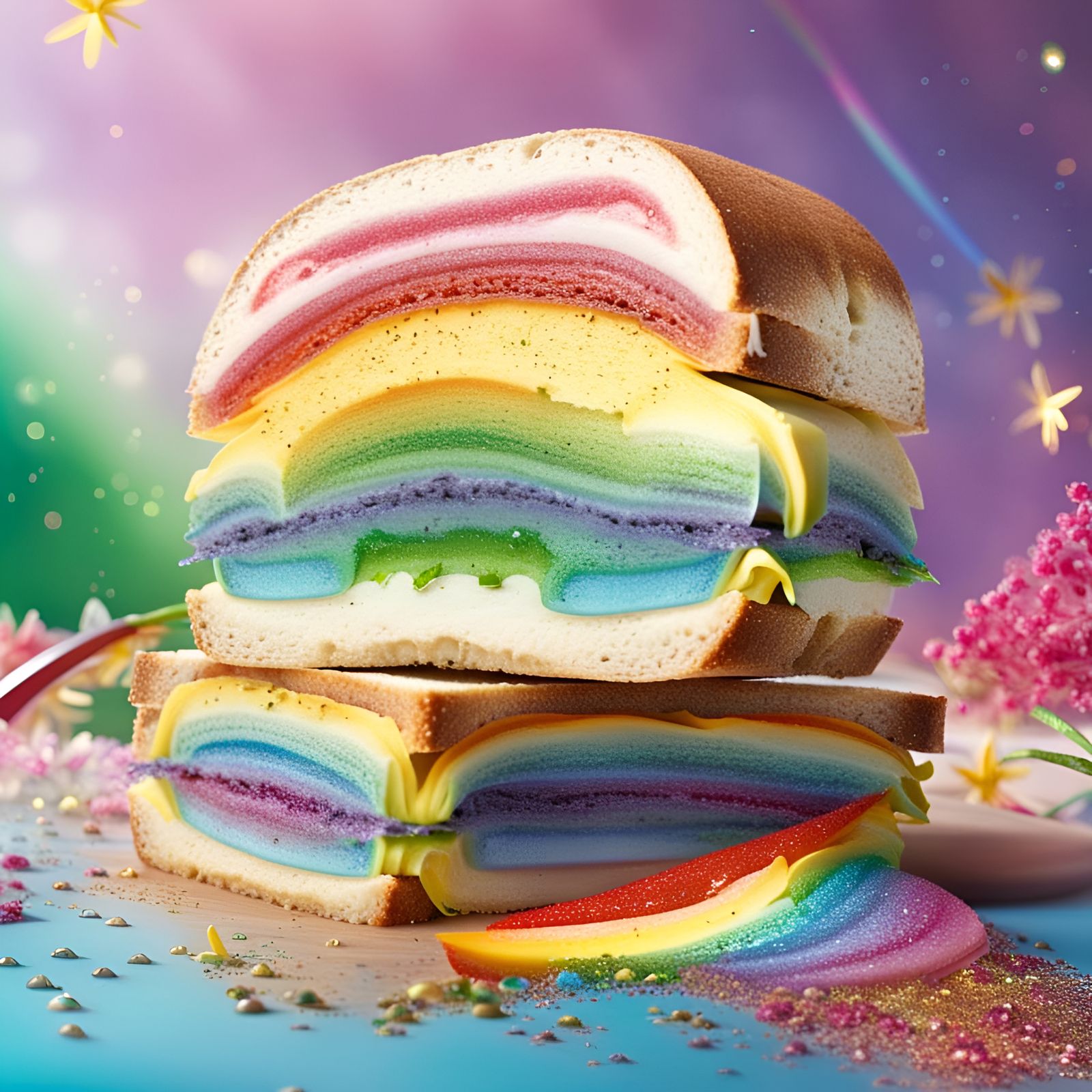 Rainbow Glitter Sandwich in Fantasy Land
