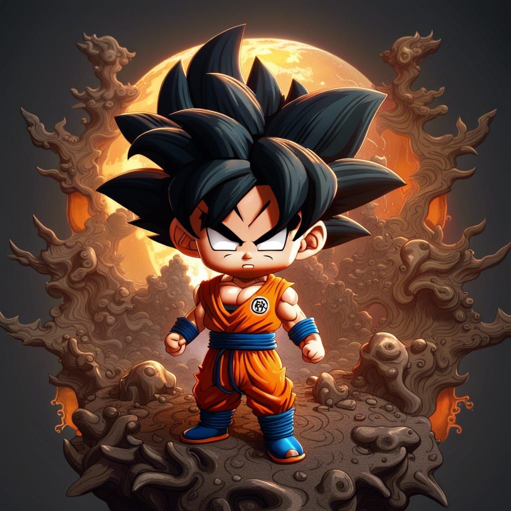 Son Goku Chibi: Detailed Matte Painting