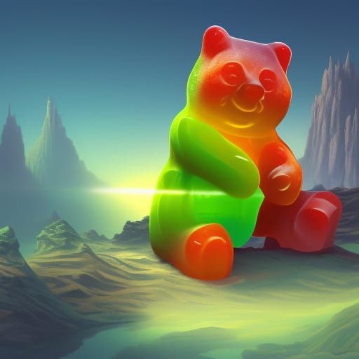 Fantastical Gummy Bear: Detailed Matte Painting