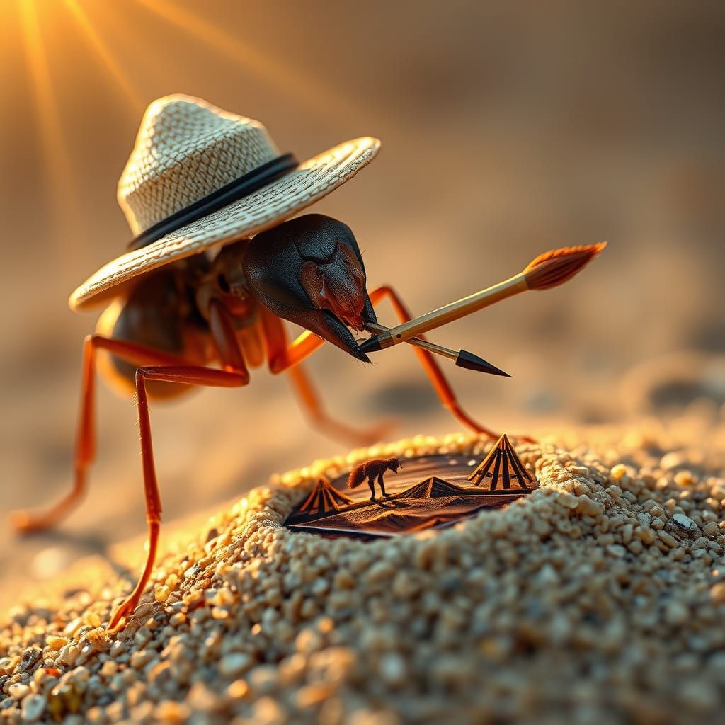 Hyperrealistic Ant Artist at Work