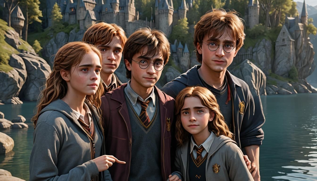 Harry Potter, Hermione, and Ron: 3D Rendered Portrait