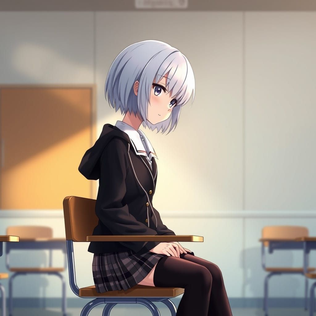 Anime Girl in Elegant School Uniform, Inspired by Makoto Shi...