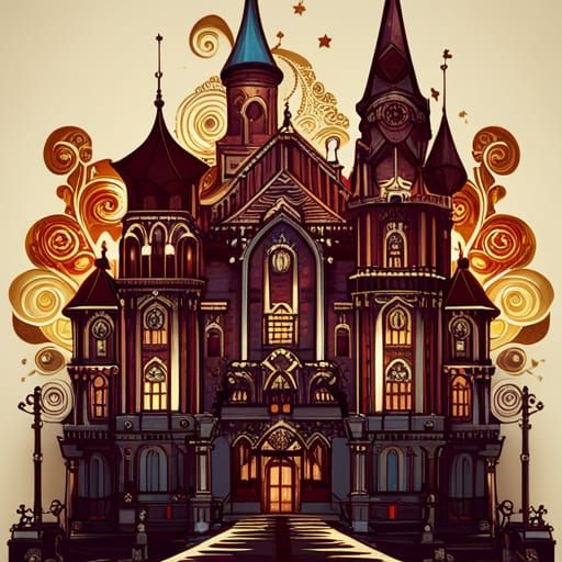 Steampunk Russian Palace Castle in Digital Painting Style