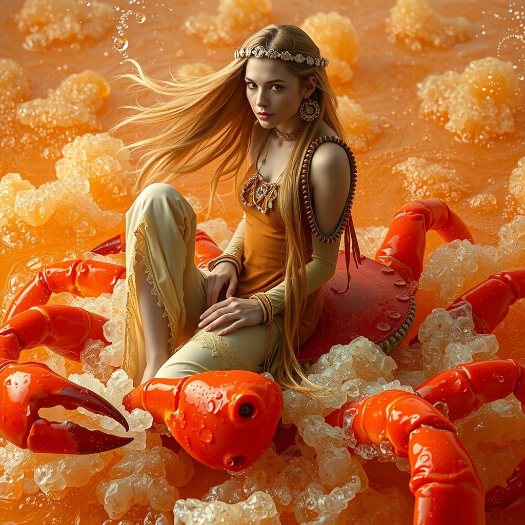 Dreamlike Sea: Woman on Gummy Crab
