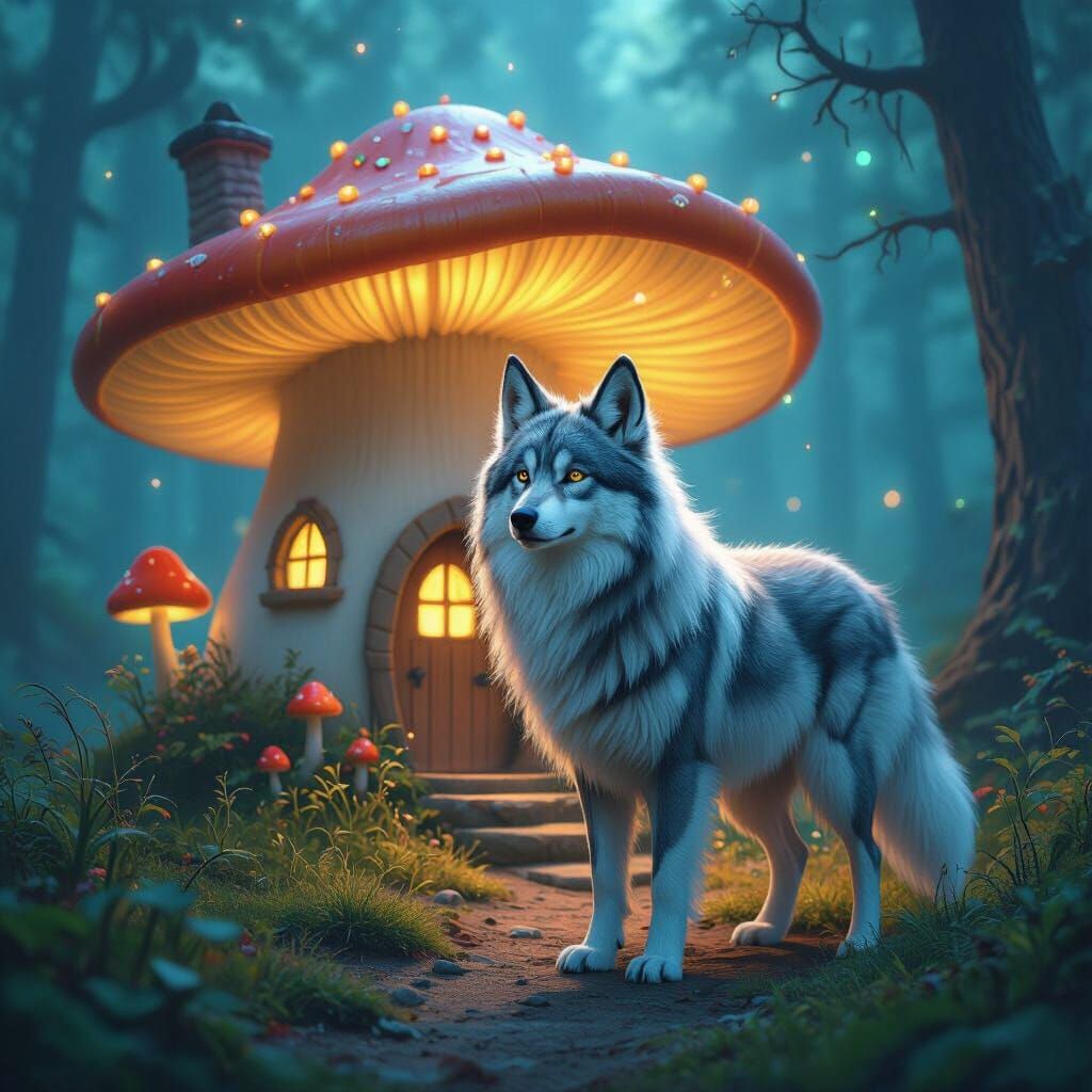 Mioritic Shepherd Protects Fairy House in Bioluminescent For...