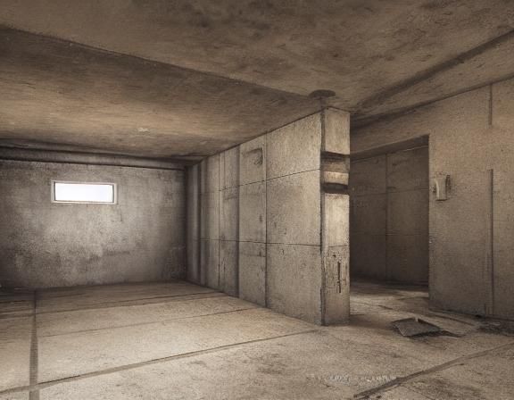 Hyperrealistic Antarctic Bunker Interior with Iron Plates