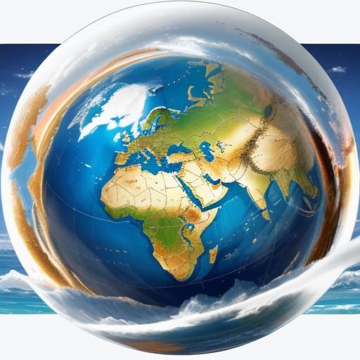 Africa on Antique Globe: Triadic Oil Painting