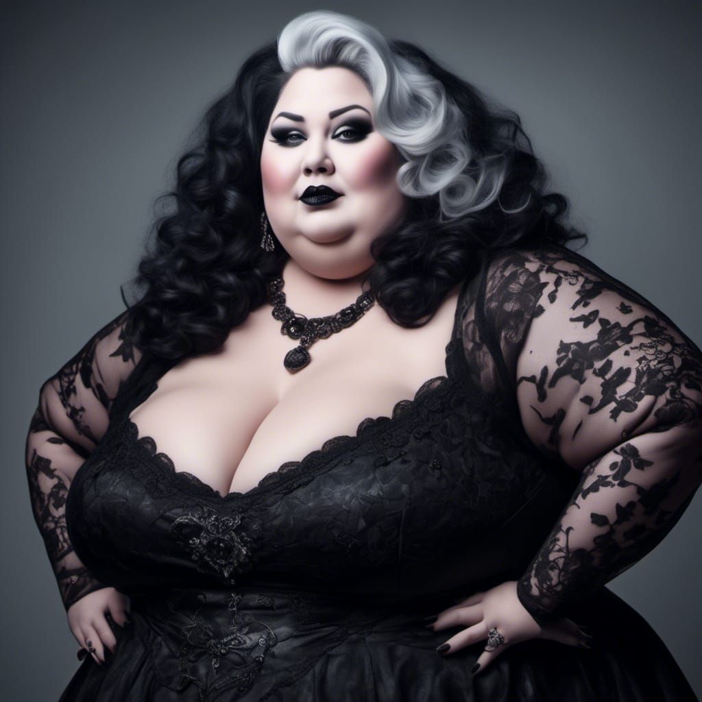 Photorealistic Gothic Ssbbw Curvy Woman with Piercings