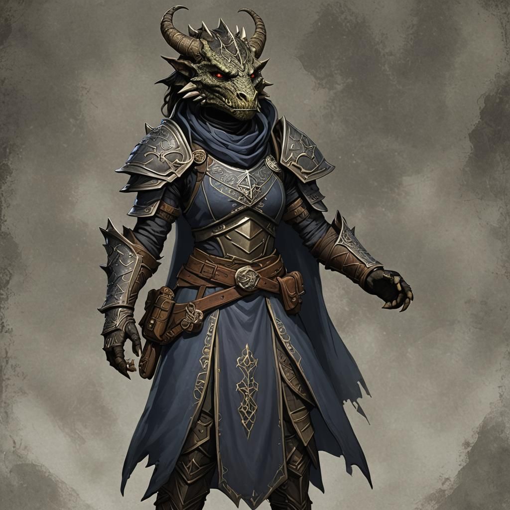 Female Dragonborn Warlock Character Portrait