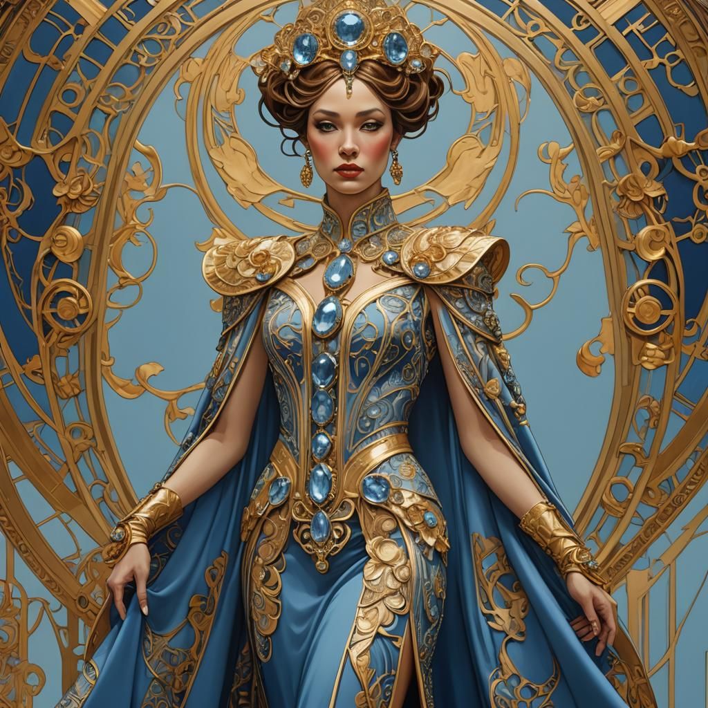 Art Nouveau Empress on Runway in High Fashion