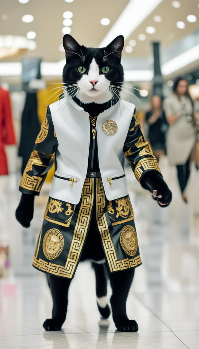 Anthropomorphic Cat in Versace Suit