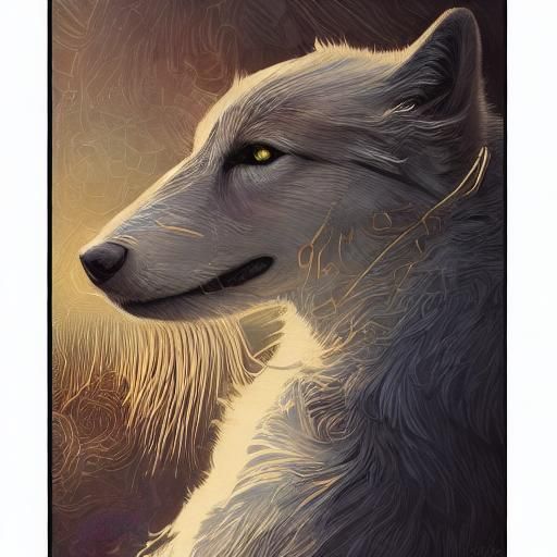 Boy and White Wolf Portrait in Hyperdetailed Style