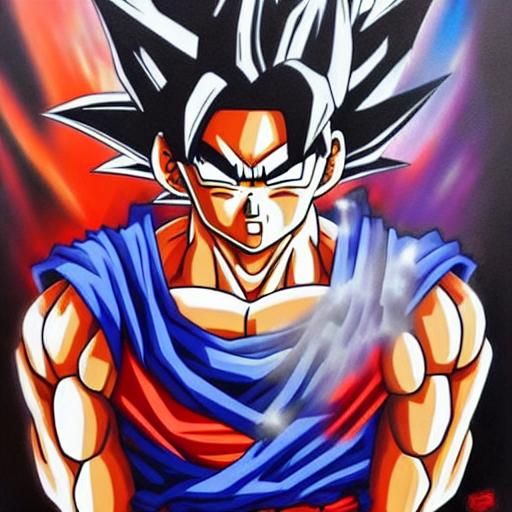 Goku's New Transformation in Graffiti Art Style